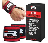 Iron Rebel Gym Wrist Wraps, Heavy-Duty Wrist Straps for Bodybuilding, Powerlifting, Weightlifting, Bench Press & Training Protection, Elastic, Dual Thumb Loop, Adjustable Fit, Unisex, 26" Pair, Red