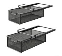 Iron Refrigerator Storage Basket 38cm Pull-Out Hanging Design(Black) | Slide-out drawer design, easy for access to items, space-saving hanging structure, fits shelves under 2.2cm, 2-pack for value