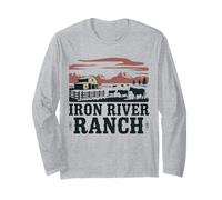 Iron River Ranch Western Farm Cattle Livestock Horse Fans Long Sleeve T-Shirt