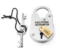 Iron RMS Titanic Model Padlock, Iron Jailer Lock and Keys, Addition to Pirate, Medieval & Western Collections, Antique Fully Functioning Cast Iron Lock, 3.5 Inches (Large with Brass Riveted)