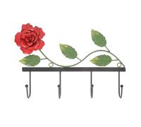 Iron Rose Wall Hooks Decorative Coat Rack for Home Entrance Organisation | Wall-mounted Design, Smooth Curved Edges, Bright Red Finish, Supports Kitchen Utensils and Shower Towels in Laundry Rooms