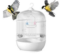 Iron Round Bird Cage with Dual Doors & Travel-Ready Design - Detachable Swing/Perches, Locking Mechanism & Secure Clips for Parakeets