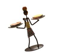 Iron Sculpture Holders Creative Metal African Lady Figure Candlestick Ornament Candleabra Decoration for Table Iron Decorative Stand