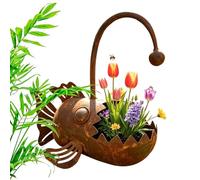 Iron Sculpture Planter,Rustproof Funny Fish Decoration - Rustic Metal Flower Pots | for Balcony Courtyard Garden Lawn Patio Flower Bed Porch, Flowers Cacti