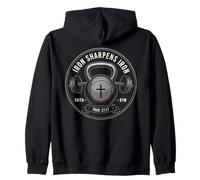 Iron Sharpens Iron Christian Faith Gym Workout Proverbs Zip Hoodie
