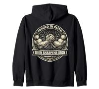 Iron Sharpen's Iron Christian Men Bible Scripture Gym Workou Zip Hoodie
