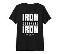 Iron Sharpen's Iron Christian Men Bible Scripture Gym Workout Premium T-Shirt