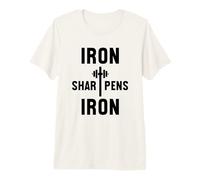 Iron Sharpens Iron Christian Workout Gym Cross and Barbell Premium T-Shirt