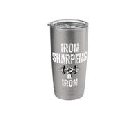 Iron Sharpens Iron Dumbbell Christian Weight Lifter Cool Gym Stainless Steel Insulated Tumbler