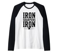 Iron Sharpens Iron Motivational Quote Raglan Baseball Tee