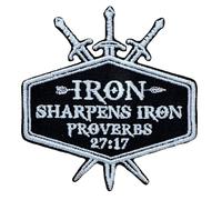 Iron Sharpens Iron Patches Proverbs 27 17 Patch Jesus Bible Christians Embroidered Patches Iron On Embroidery Patch for Caps, Backpacks, Jackets, Uniform DIY PVC Patches Gifts 3 Inches
