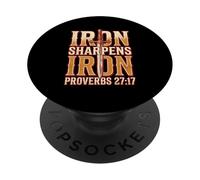 Iron Sharpens Iron Proverbs 27 17 Brothers in Christ PopSockets Adhesive PopGrip