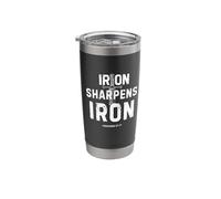 Iron Sharpens Iron Proverbs 27:17 Christian Sword Design Stainless Steel Insulated Tumbler