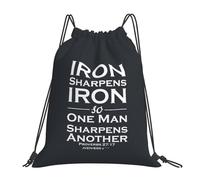 Iron Sharpens Iron Women Men Drawstring Bag Durable Gym Sack Portable Drawstring Backpack For Yoga Sports Football