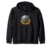 Iron Shield Strength Resilience Warrior Design Zip Hoodie