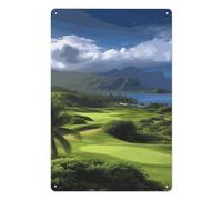 Iron Sign for Hallway, Personalized Hanging Picture for Home, Custom Tin Scenic Hawaii Golf Tropical Sign for Living Room, Multifunctional Posters for Garage, Garden, Decoration, 11.8x7.9 Inch