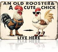 Iron Signs Chicken An Old Rooster A Cute Chick Live Here Exquisite And Beautiful Metal Tin Sign Art Iron Poster Painting For Bar Hotel Pub 20X30Cm