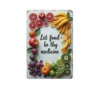 Iron Signs Let Food Be Thy Medicine Colorful Fruits And Vegetables Nutrition Wear-Resistant And Durable Metal Sign Not Easy To Rust Posteration For Club Office Living 20X30Cm