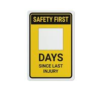 Iron Signs Safety First Day Since Last Injury Yellow Retro Metal Sign Not Easy To Deform Posteration For Bathroom Pub Home 20X30Cm