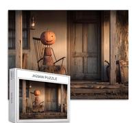 Iron Splicing Pumpkin Man 1000 Piece Jigsaw Puzzles for Adults Abandoned Farmhouse Art Jigsaw Puzzle Challenging Family Activity Games Colorful DIY Craft Puzzle for Home Decor Gifts 27×20 Inches