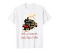 Iron Steam and Yorkshire Pride Railway Design Value Graphic T-Shirt, Men, White, L