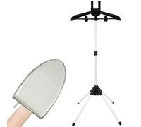 Iron Steam Stand Set with Hand-held Ironing Board, Folding Telescopic Clothes Steamer Holder, Hanger for Steaming Clothes with Ironing Gloves, Adjustable Handheld Garment Steamer Rack for Steam Ironin