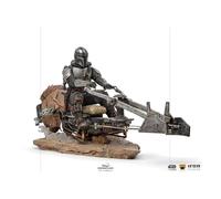 Star Wars Star Waes The Mandalorian And Grogu On Speeder Art Scale Figure