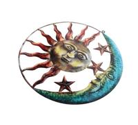 Iron Sun and Moon Wall Hanging Sculpture for Home Decor