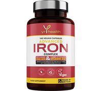 Iron Supplement, 20mg Maximum Strength Anti Fatigue Complex - 180 Vegan Capsules not Iron Tablets for Men & Women with Vitamin B12, Folic Acid, Vitamin C, B6, Zinc, Copper - Made in The UK by YrHealth