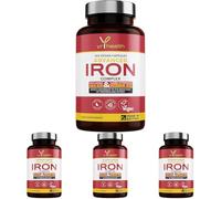 Iron Supplement, 20mg Maximum Strength Anti Fatigue Complex - 180 Vegan Capsules not Iron Tablets for Men & Women with Vitamin B12, Folic Acid, Vitamin C, B6, Zinc, Copper - Made in The UK by YrHealth