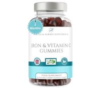 Iron Supplement & Vitamin C Gummies Kids & Adults - Cherry Flavour Iron Gummies for Women, Men & Children Age 3+ - Tiredness, Fatigue, Cognitive Function, Immune System & Nervous System Supplement
