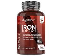 Iron Supplements for Women & Men - 28mg - 400 Tablets (6+ Months Supply) - Highly Bioavailable Ferrous Bisglycinate Form - Non-GMO & Vegan Iron Tablets High Strength - Gentle Formulation
