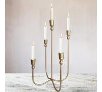 Iron Tabletop Candelabra - Decorative Metal Candelabra Candle Holder, 5 French Dinner Candles (Dinner 5 Candles)