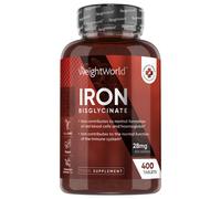 Iron Tablets 28mg - 400 Tablets (6+ Months Supply) - Iron Supplements for Women & Men - Ferrous Bisglycinate Form - Non-GMO & Vegan