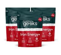 Iron Tablets High Strength - Energy Tablets with Vitamin C, B12 & Folic Acid - 360 Vegan Iron Supplements for Women and Men - 14mg - Enhanced Energy Support & Increased Absorption - UK - 1 Year Supply