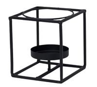 Iron Teapot Warmer for Tabletop Tea Service Heating Rack | Black Iron Frame Design, Tray for Candles, Lightweight Portable Stand, Suitable for Teapots and Small Dishes
