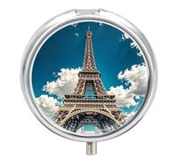 Iron Tower Metal Pill Organizer, 3 Compartment Waterproof Pill Case with Mirror for Purse Pocket Bag, Daily Medicine Vitamin Holder, Portable Travel Med Container(Round)