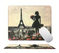 Iron Tower Woman Mouse Mat 20 x 15 cm Ultra Thin, with Stitched Edges Office Mouse Pad, Non-Slip Rubber Base, Waterproof & Washable, Desk Accessories, Aesthetic Design Mousepad 200x150mm s0z-439
