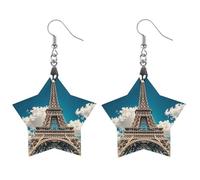Iron Tower Wooden Earrings for Women, Vintage Elegant Wood Jewelry, Lightweight Earrings for Wedding, Party, Everyday Jewelry Gift, Star, Wood, wood