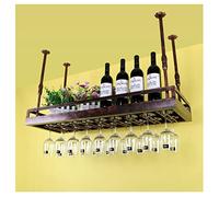 Iron Upside Down Wine Glass Rack with Creative Goblet Hanging Wine Rack for Flower Shop Display Brown (80X35X60CM)