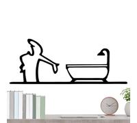 Iron Wall Decor | 2d Black Frame Modern Home Decor for Bathroom - Decorative Sign Home Decorations for Kitchen Bathroom Entryway Bedside Balcony Dorm Living Room Studio