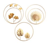 Iron Wall Decor,Gold Ginkgo,Maple,Monstera Leaf Wall Decor Round Wall Ornaments,for Bedroom Hanging Hotel Wall Decor