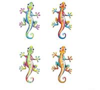 Iron Wall Lizards Set of 4 for Garden Decor Outdoor Wall Art Indoor Living Space Wall Tree Mountable with Hook and Fixed Holes (1)