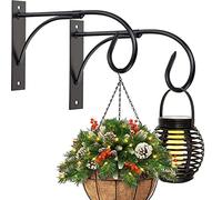 Iron Wall Mount Plant Hanger - 2pcs 11 Inch Rust-Resistant Brackets for Hanging Plants, Drying Rack, Bird Cages, Lantern, Windchime, House Sign