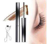 Iron Wand Mascara, 3D Curling Eyelash Mascaras, Waterproof Washable Extra Slim Metal Bristleless, Lengthening, Thick, False Lash Effect, Long Lasting, No smugded, No Flaking, No Clumping (Brown)