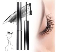 Iron Wand Mascara, 3D Curling Eyelash Mascaras, Waterproof Washable Extra Slim Metal Bristleless, Lengthening, Thick, False Lash Effect, Long Lasting, No smugded, No Flaking, No Clumping (Black)