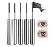 Iron Wand Mascara Black, Glitter Mascara, Waterproof Mascaras Black, Curling Wand Volumising Eyelashes, Washable Metal Brush,Extra Slim, Bristleless Metal Brush, Smudge Proof and Long Lasting (5PC)