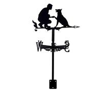 Iron Weather Vane Exquisite Weathervanes Cupolas Metal Weather Vane with Honeybee Shaped Garden Stake Wind Yard Roof Direction Indicator Weathercock-Man+Dog