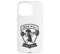 Iron Will Like a Bull Motivational Strength Art Case for iPhone 15 Pro Max