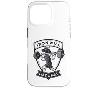 Iron Will Like a Bull Motivational Strength Art Case for iPhone 16 Pro
